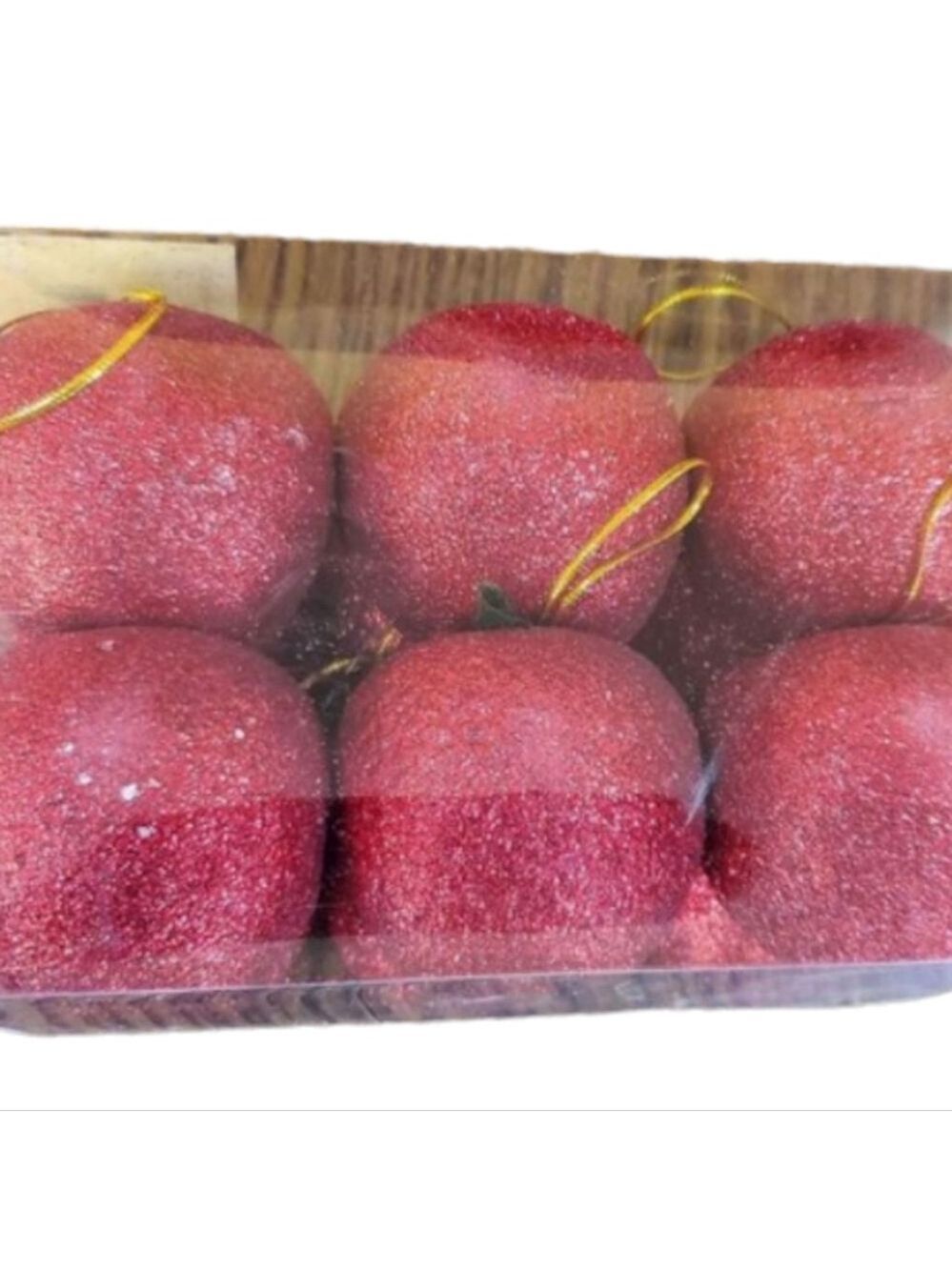 Set of 12 Sparkly Apple Ornaments | Glitter Holiday Decor